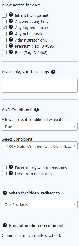ActiveMember360 Access Settings Example 5
