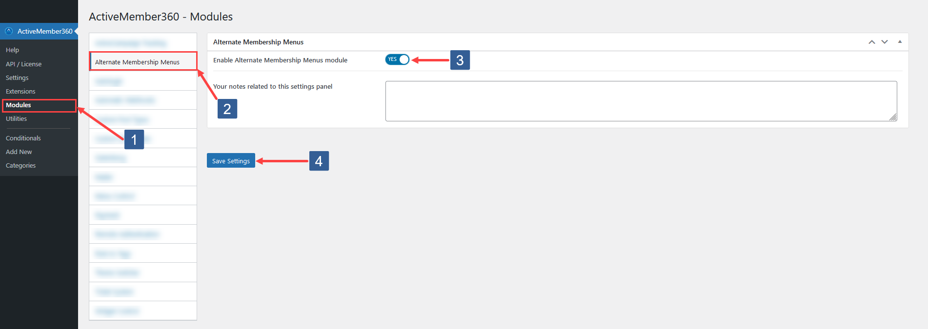 Steps to activate Alternate Membership Menus module