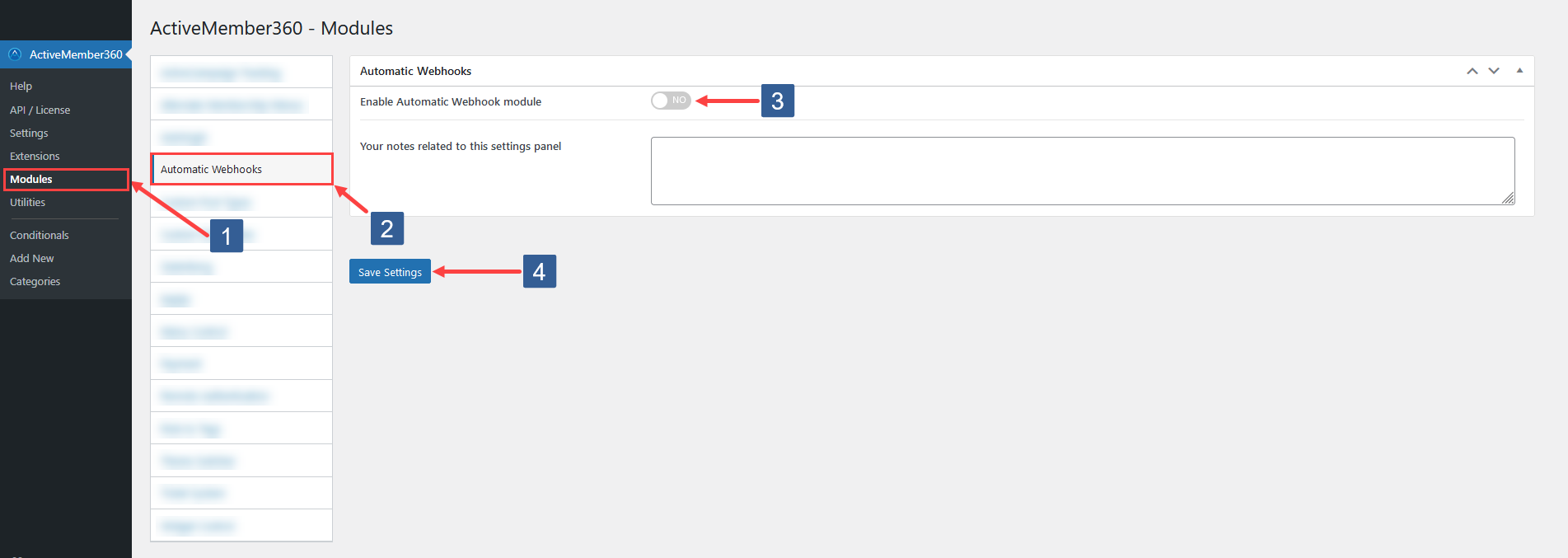 Steps to activate Automatic Webhooks module