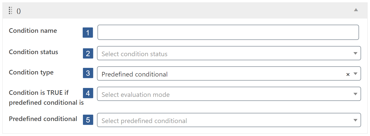 Steps for specifying Predefined conditional condition