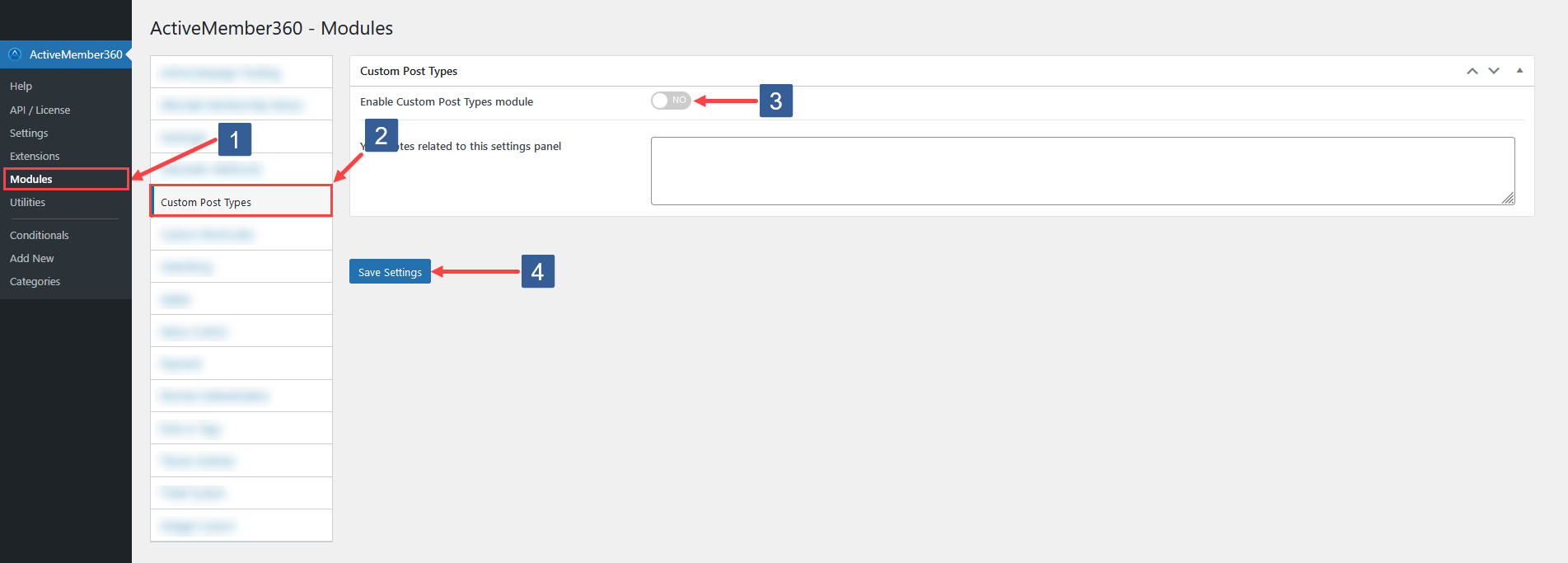 Steps to activate Custom Post Types module