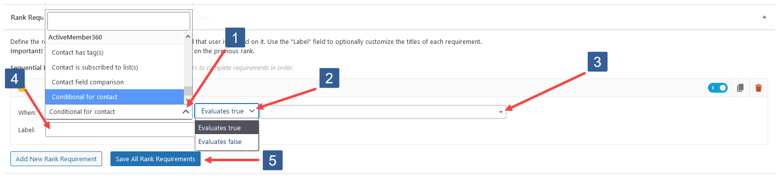 Configuring Add New Rank Requirement For Conditional