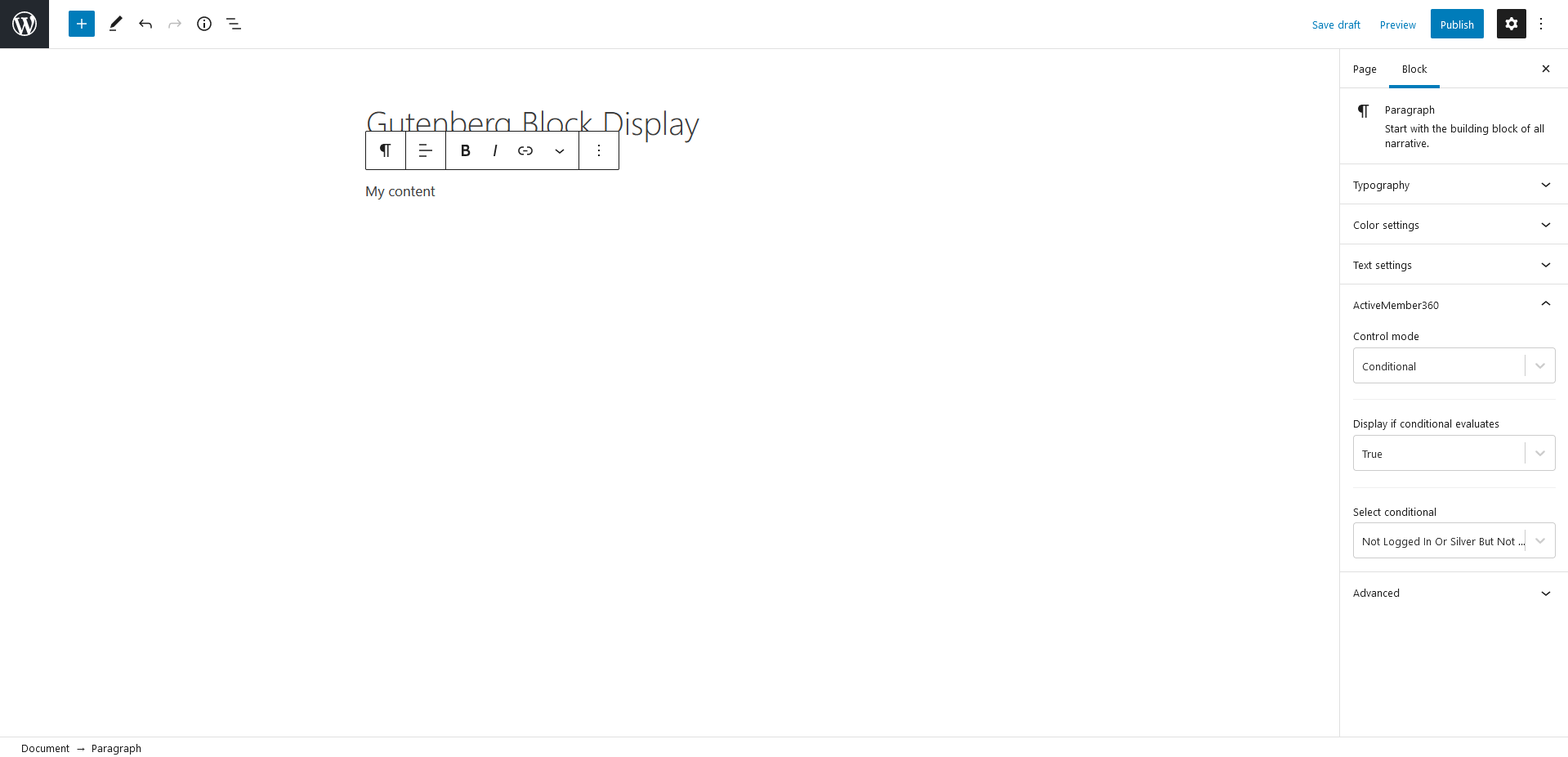 Block Editor Block Display Settings Example 1