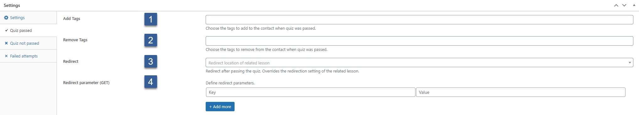 How to create a quiz - Quiz passed settings