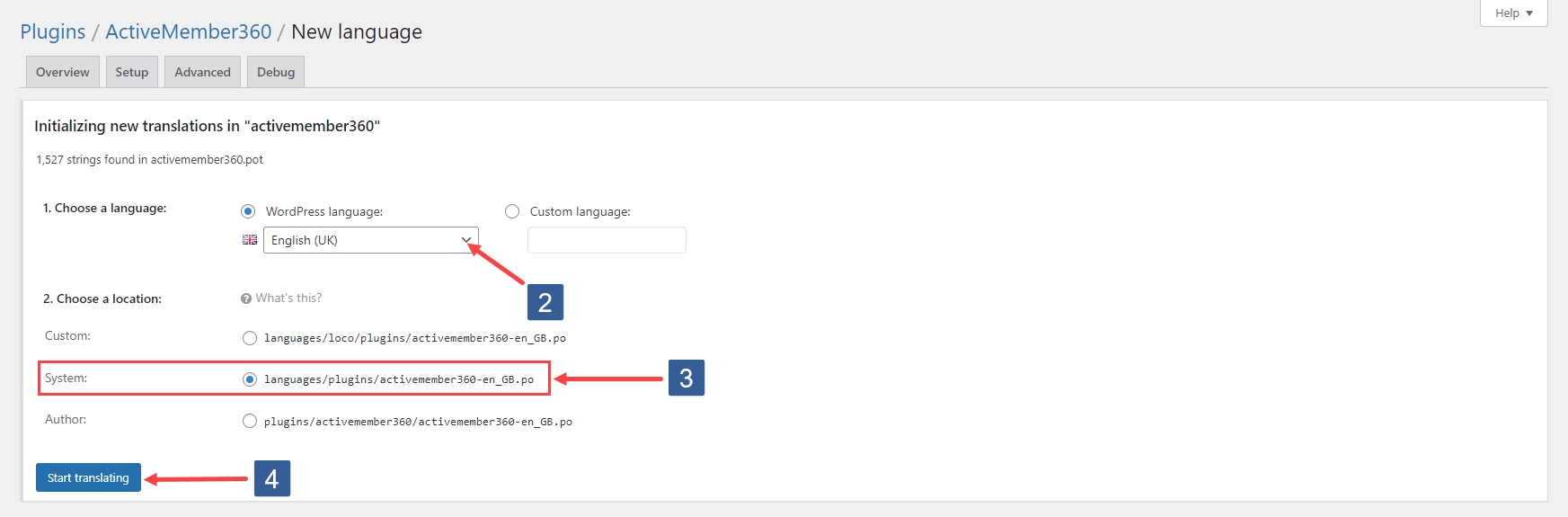 Steps for configuring the translation files