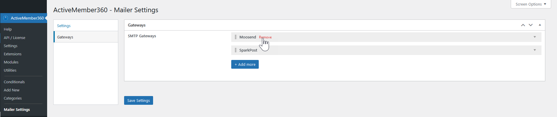 Steps to remove SMTP gateways for Mailer module