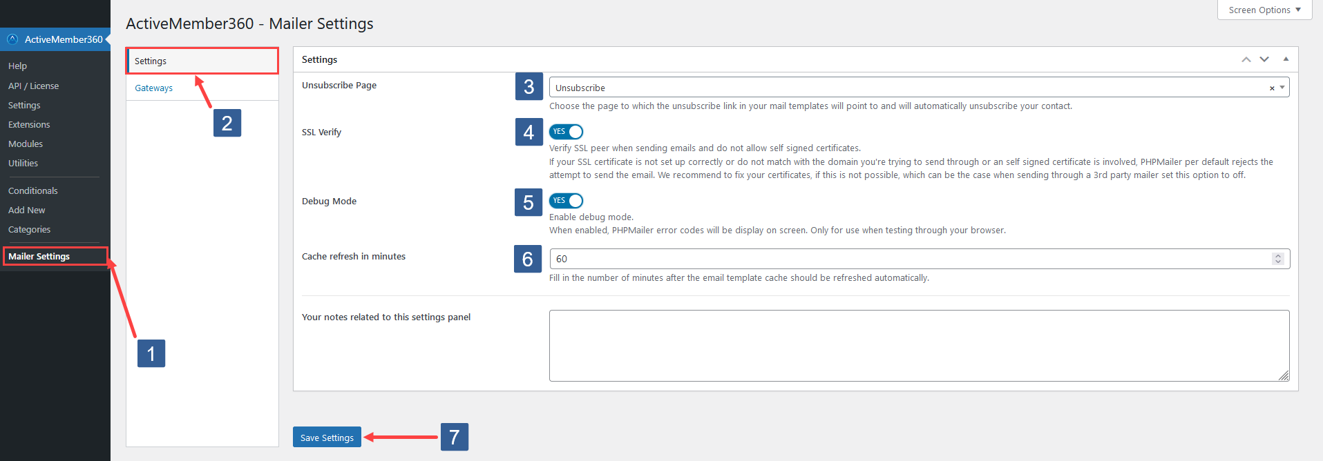 Steps to configure settings for Mailer module