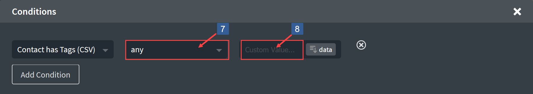 Steps for specifying conditions for Oxygen Element visibility based upon tag/tags a contact has