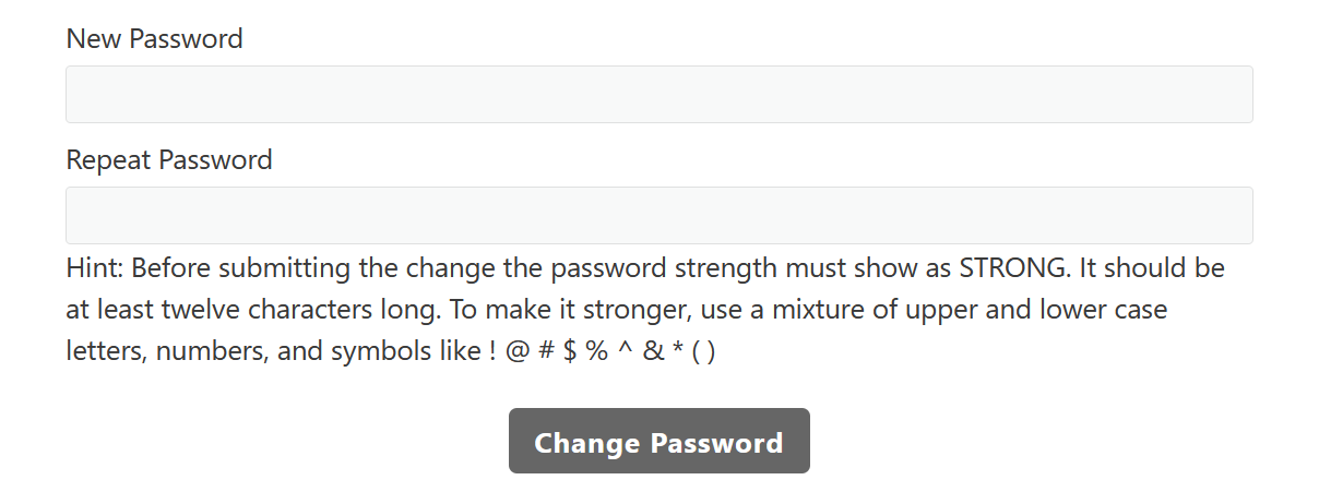 Shortcode mbr_password_change Example One