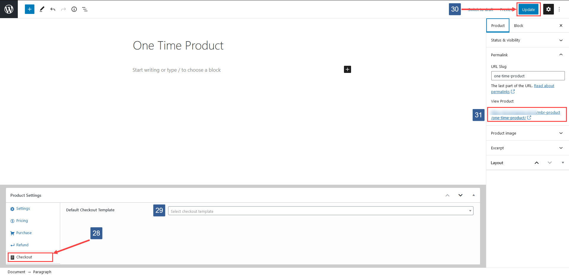 Steps to specify Payment Module product checkout template