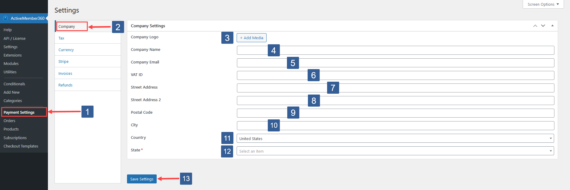 Steps to define Payment Module company settings