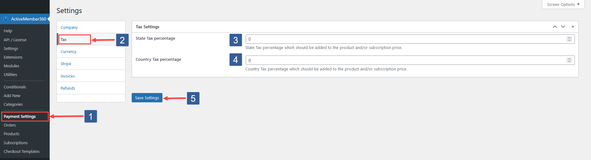 Steps to define Payment Module tax settings