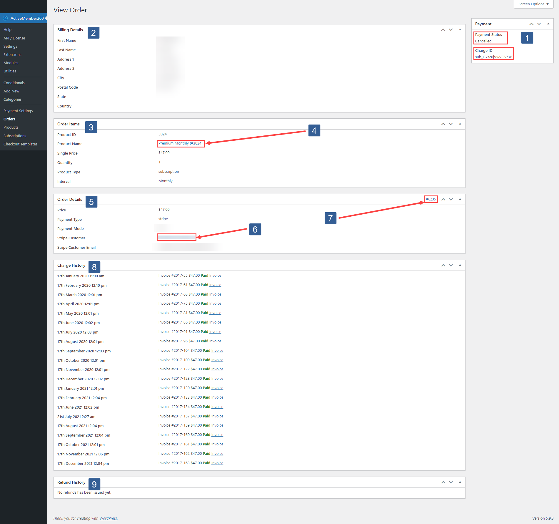 Payment Module subscription orders