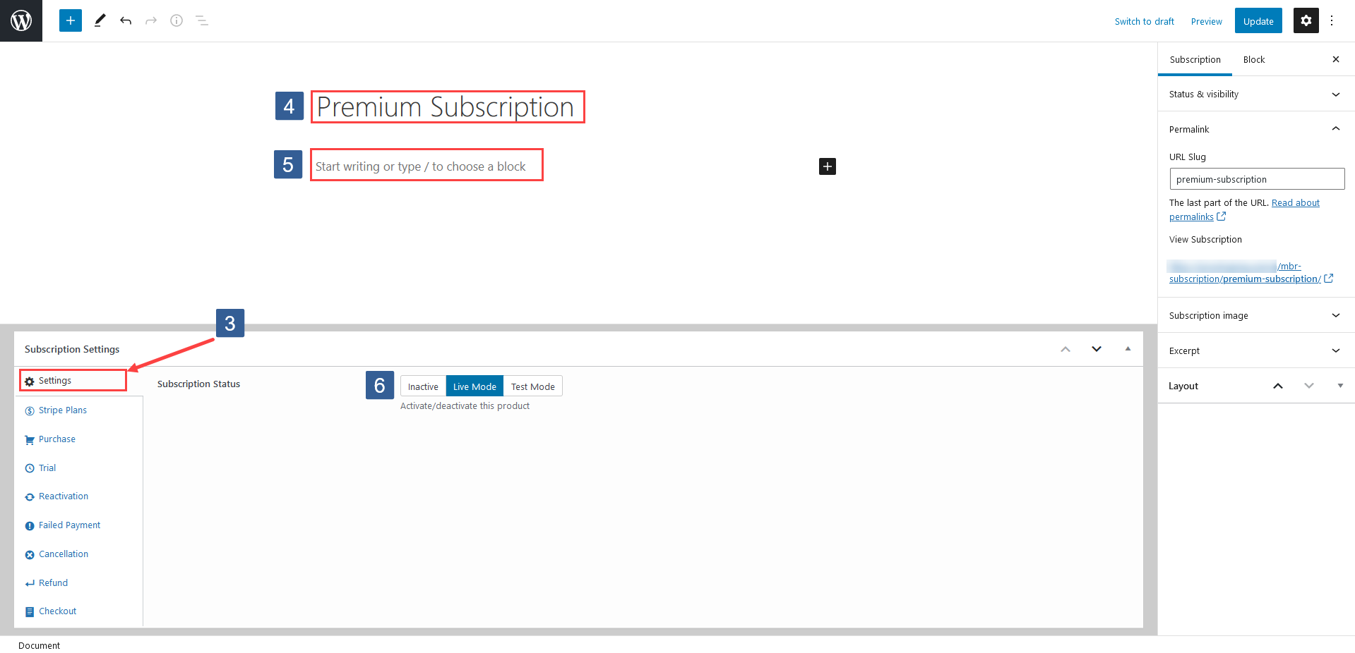 Steps to define Payment Module subscription settings