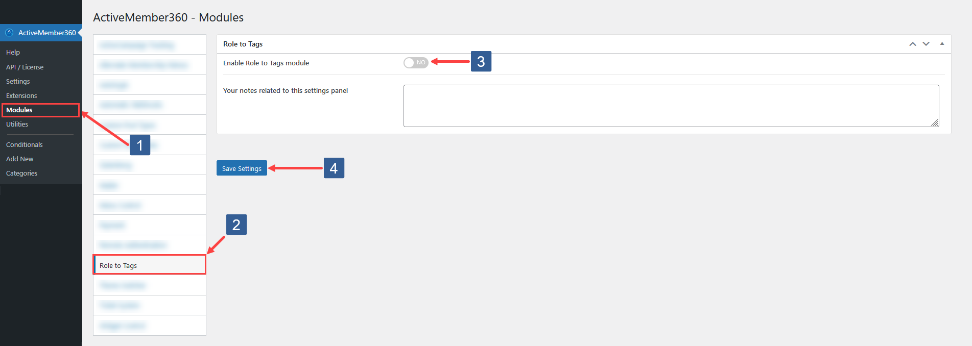 Steps to activate Role To Tags module